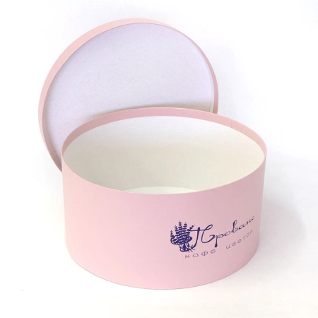 Шляпная коробка низкая с крышкой для цветочного магазина Прованс розовая