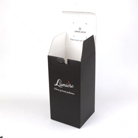 Самосборная коробка высокая для свечей с офсетной печатью логотипа картинка 1