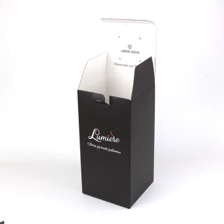 Самосборная коробка высокая для свечей с офсетной печатью логотипа