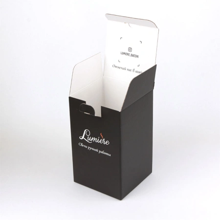 Самосборная коробка из МГК средняя для свечей с печатью логотипа