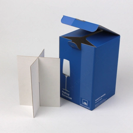 Самосборная коробка из МГК под 4 бокала с картонным разделителем картинка 1