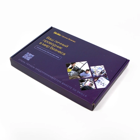 Коробка самосборная с ушками из МГК и с офсетной печатью для компании услуг