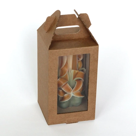 Самосборная коробка из МГК с окошком под сувенир-свечку