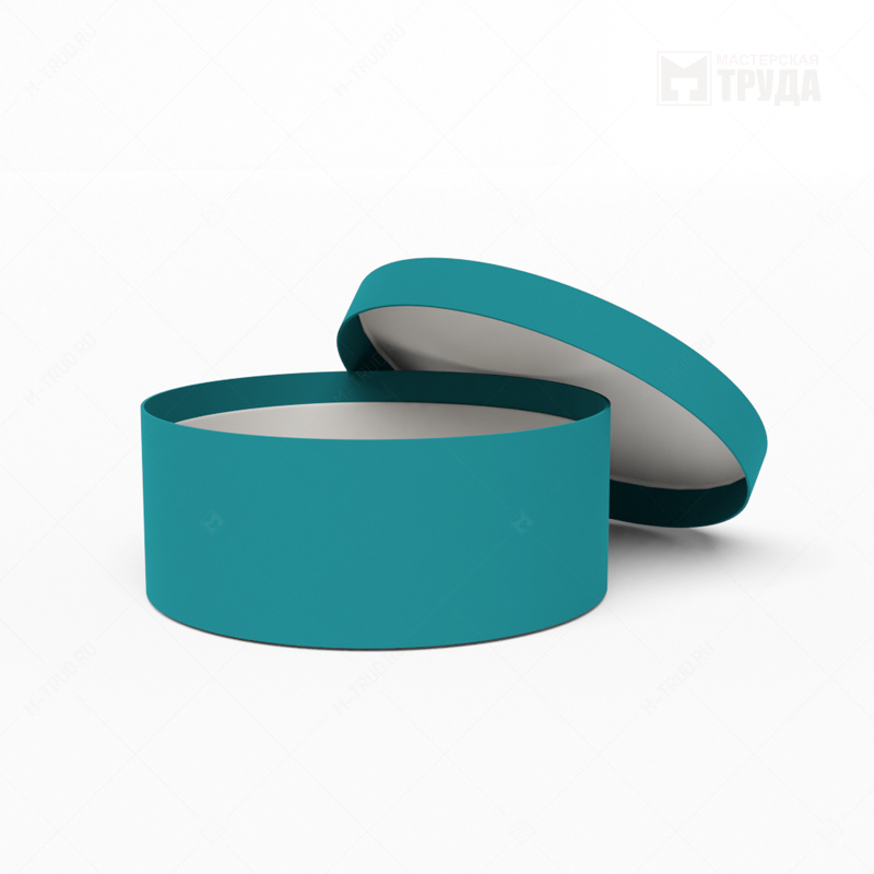 Низкая круглая коробка d 30 см. цвет бирюзовый  картинка 1