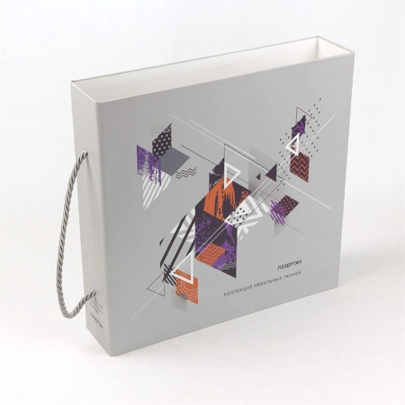 Папка регистратор с кольцевым механизмом и верёвочной ручкой под образцы тканей