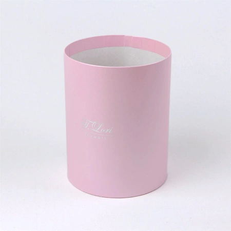 Шляпная розовая коробка для цветов с логотипом тиснение фольгой