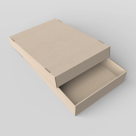 Коробка крышка-дно низкая из микрогофрокартона бурый-бурый