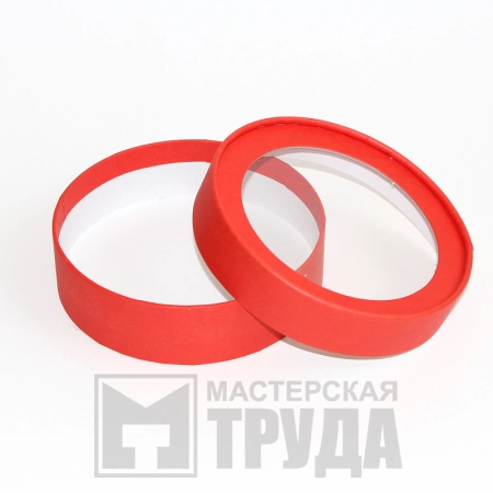 Круглая картонная коробка с окном в крышке