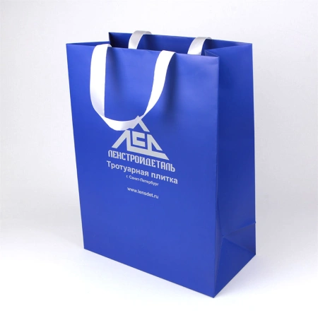 Бумажный пакет с офсетной печатью и ручками-лентами для производителя тротуарной плитки