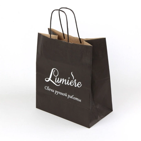 Крафт пакет с печатью логотипа производителя свечей ручной работы среднего размера