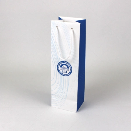 Бумажный пакет офсетный под бутылку с логотипом для профсоюзной организации картинка 1