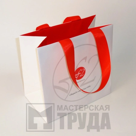 Фирменный бумажный пакет с 2-х сторонней полноцветной печатью и вклеенными лентами