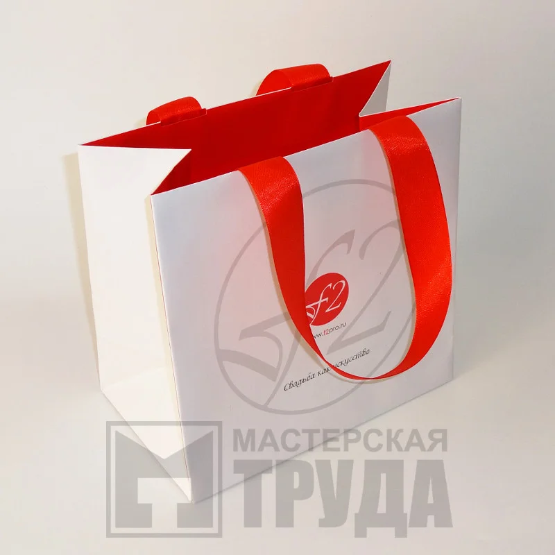 Фирменный бумажный пакет с 2-х сторонней полноцветной печатью и вклеенными лентами
