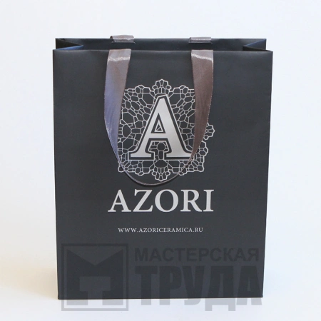 Фирменный бумажный пакет с офсетной печатью с ручками лентами