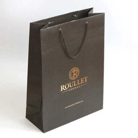 Бумажный пакет А4 с логотипом тиснением фольгой