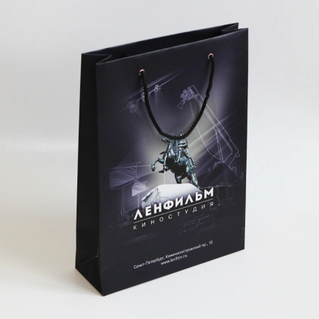 Бумажный пакет A4 с офсетной печатью логотипа Ленфильм