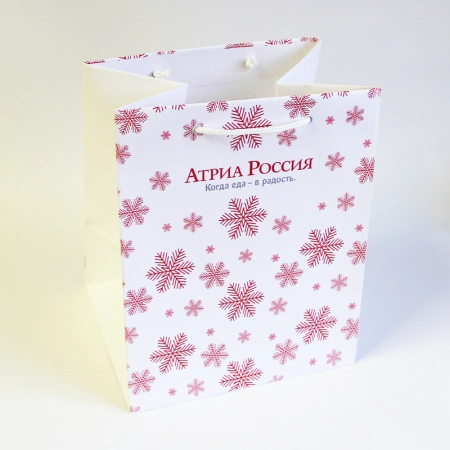 Фирменный новогодний бумажный пакет с офсетной печатью