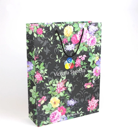 Фирменный бумажный пакет с офсетной печатью для магазина дизайнерских обоев